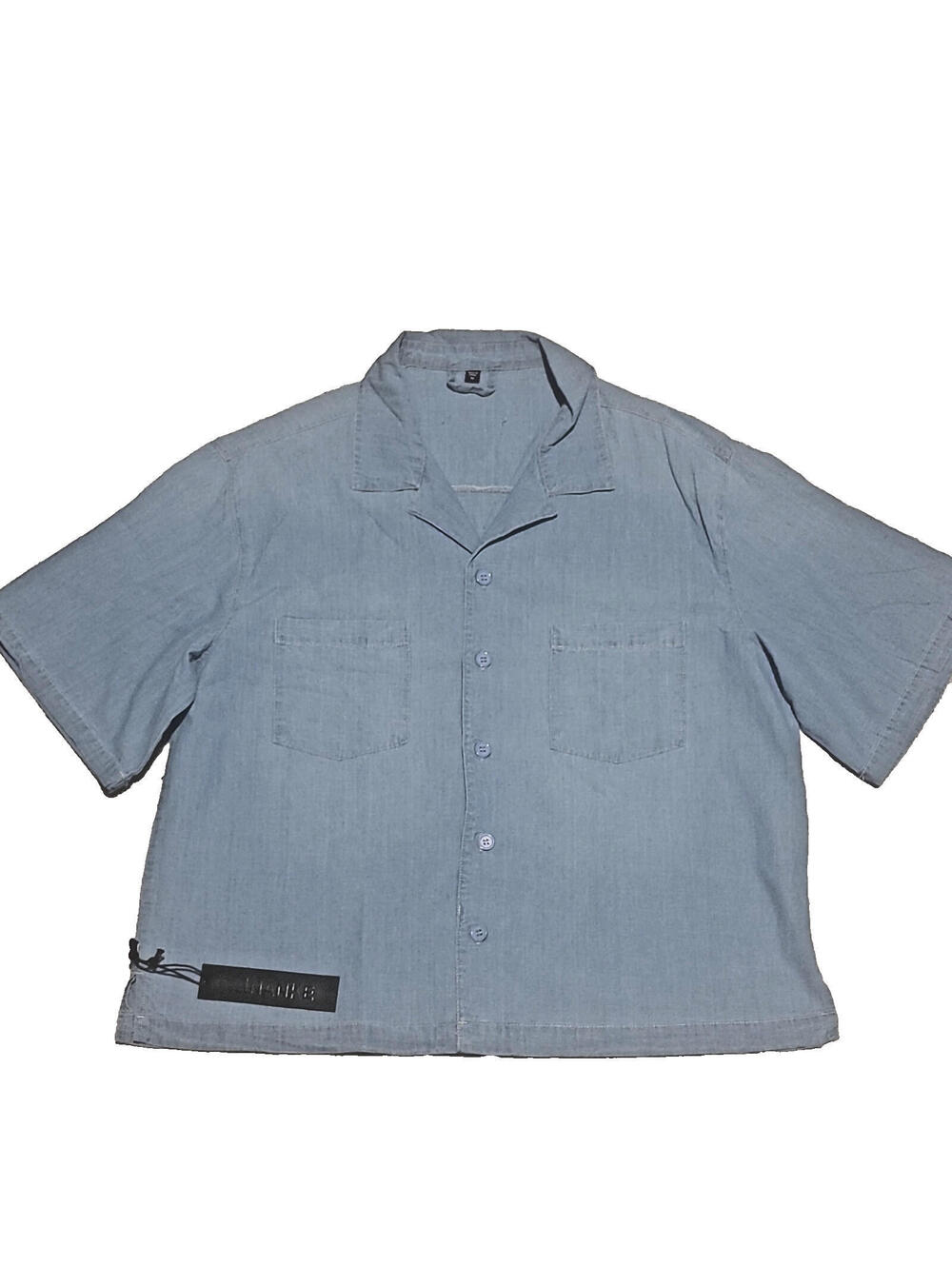 ANANKE Blue Cotton Short Sleeve Button-Up Shirt Men's Size M